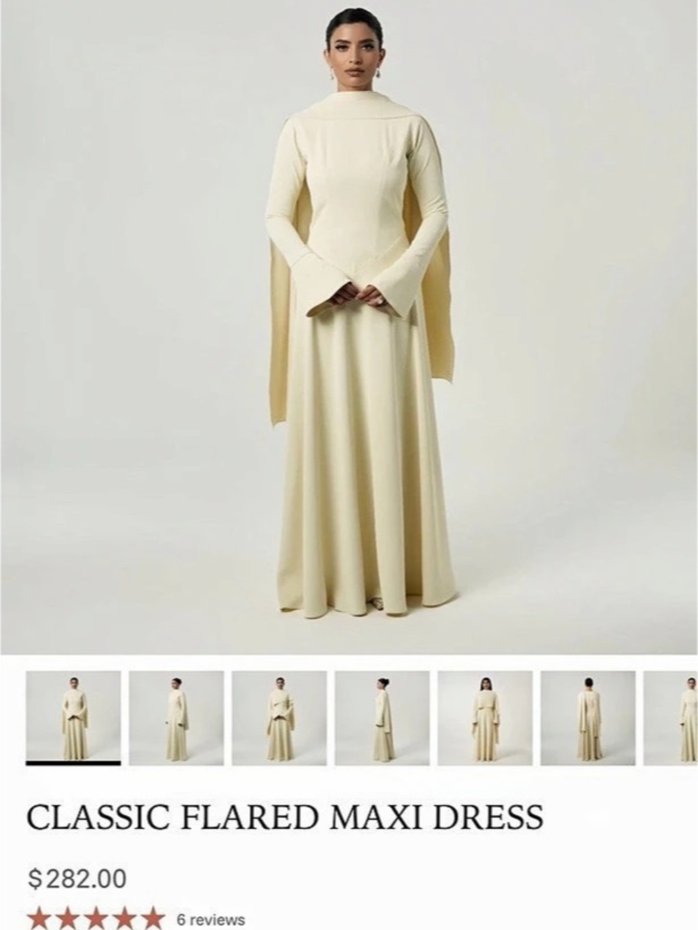 The Style Vault Classic Flared Maxi Dress in Cream